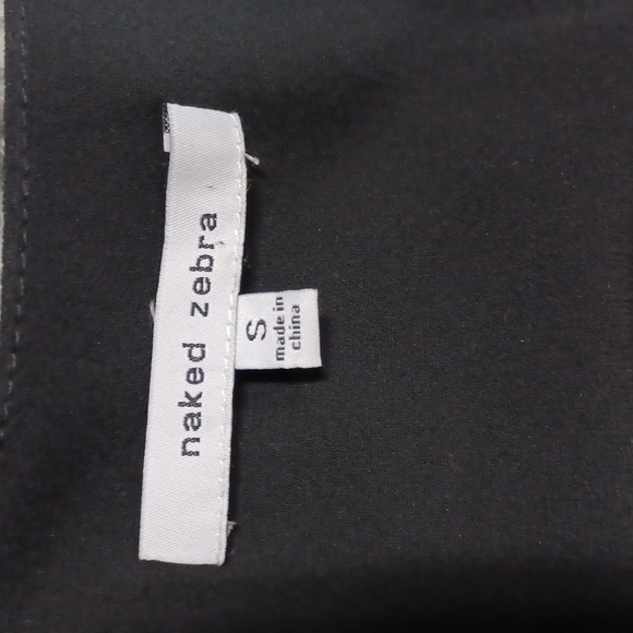 Naked Zebra black blouse, S Small cinch waist design, spaghetti straps - Picture 4 of 7